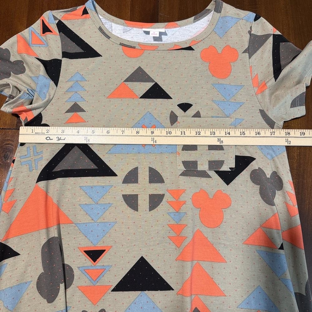 LuLaRoe Disney Womens Carly Midi Dress S Tan Geometric Hi Low Mickey Mouse - Picture 8 of 9